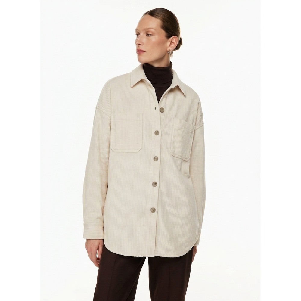 The Group Babaton Corduroy Button Up Shirt Shacket White Cream Oversized Size XS